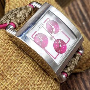 COACH 0253 Chronograph Silver/Fuchsia Swiss Watch
